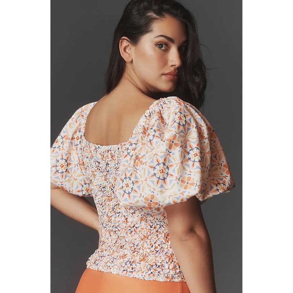 Dolan‎ Small Smocked Puffy Sleeve cropped spring top cottage girlhood